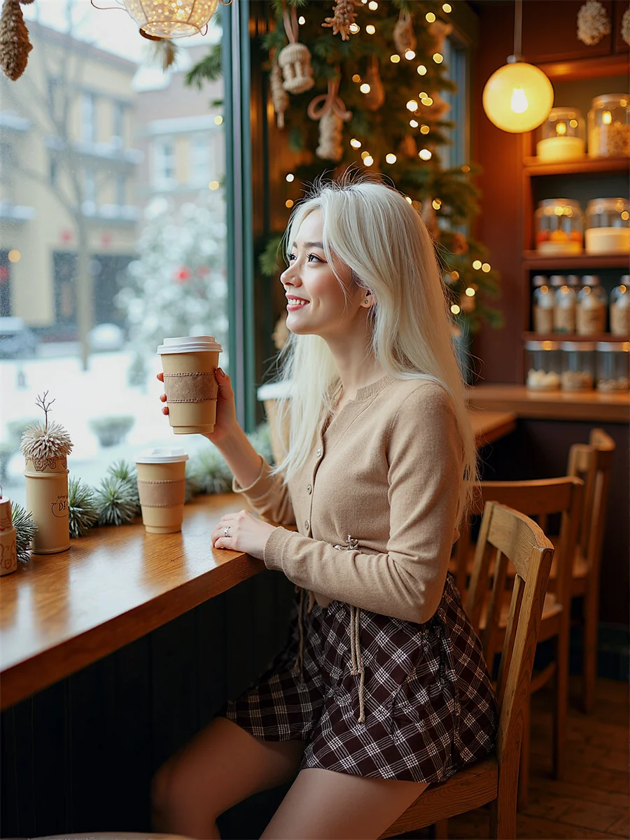 Plaid Empire Preppy Style Skirts For Woman Women Clothes Spring Lace Flare Party Romantic Teenage Delicate Exquisite Sweet Girls