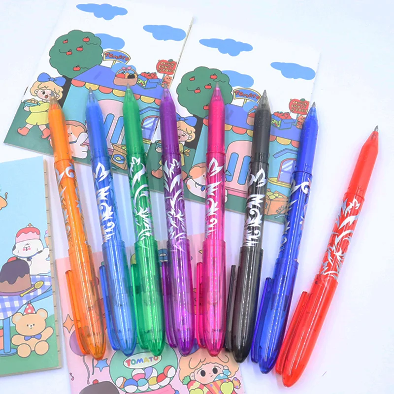 8 Color Erasable Gel Pen Student Writing Kawaii Creative Drawing Tools School Supply Stationery For Kid Draw Engineering Drawing