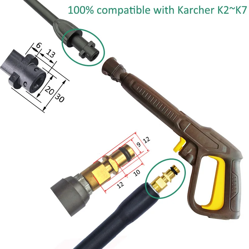 High Pressure Spray gun For Karcher K Series Car Wash Water Gun Cleaning Stem Foam Pot Adjustable Supercharged Turbo Gun Head