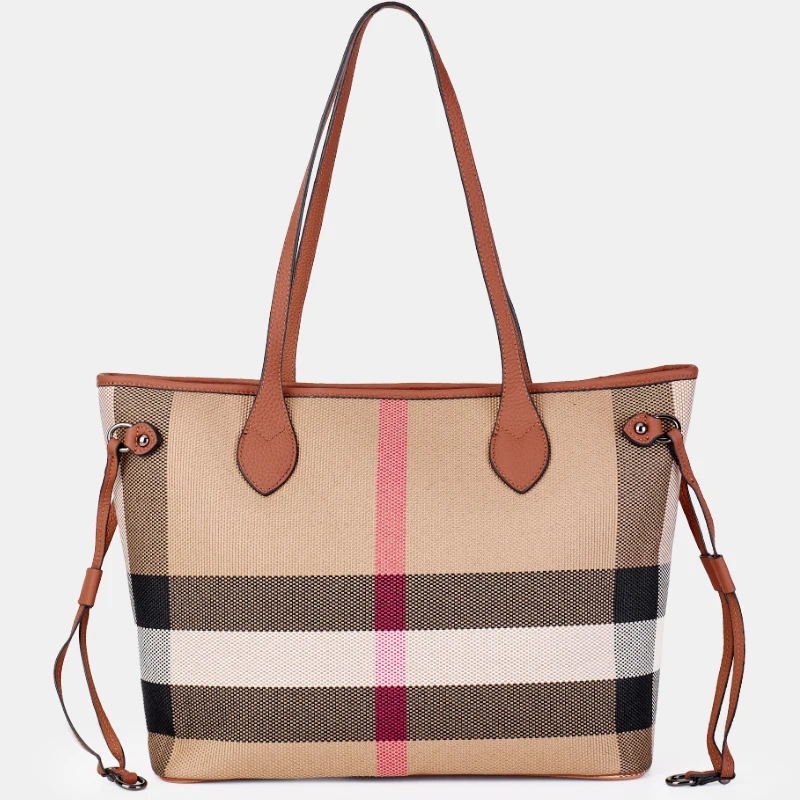 

Сумка на плечо из коровьей кожи, модная женская сумка-тоут, клетчатая парусиновая женская сумка, классическая универсальная большая вместительная сумка в стиле ретро, кошелек