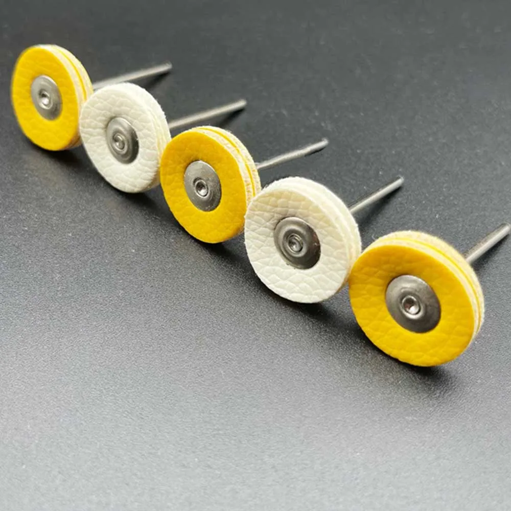 20mm Yellow Hard Leather /white soft Leather Polishing Buffing Wheel With 2.35 CM Shank For Jewellery Rotary Tool