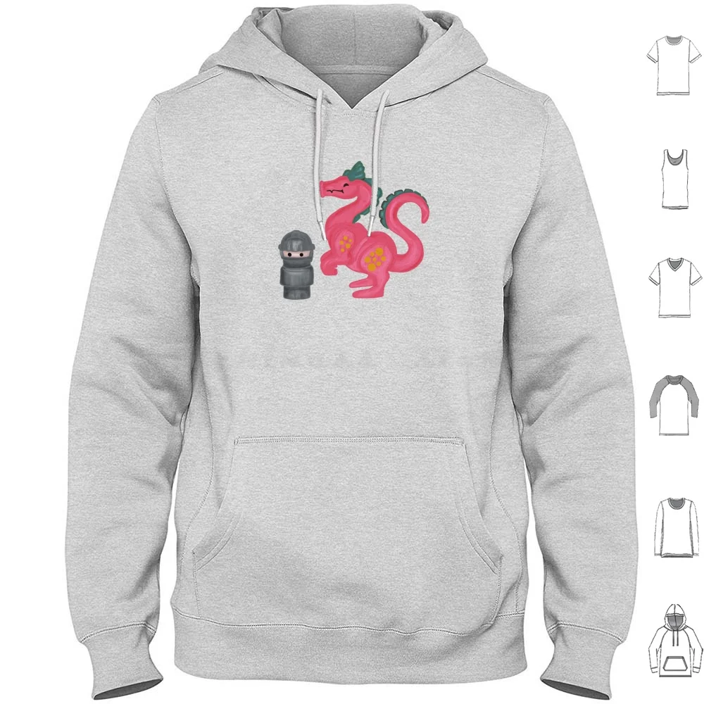Little People Dragon And Knight Sudadera con capucha de algodón de manga larga Knight Little People Fisher Price Fplp Dragon Cute Dnd And Fire Geek
