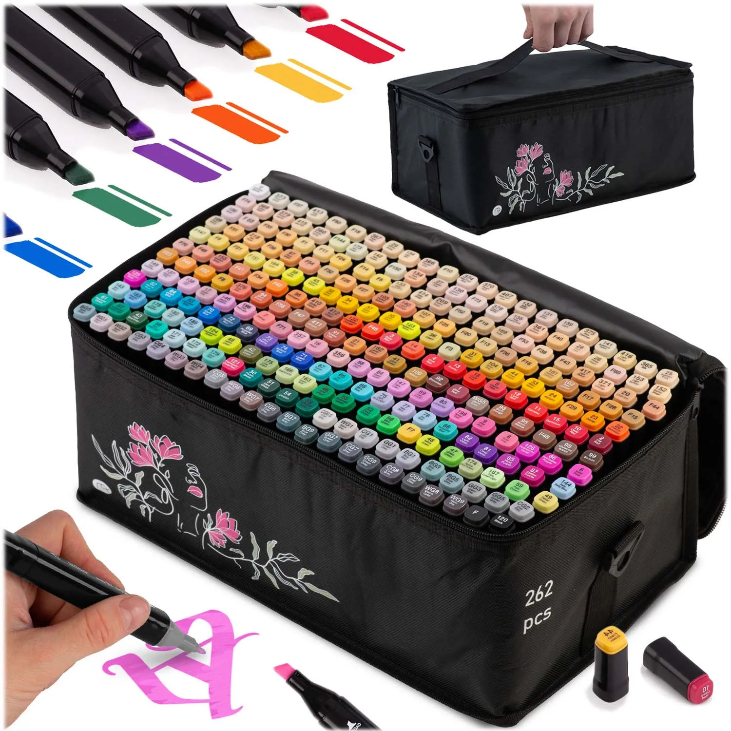 Alcohol markers with bag 262 PCs Nukido NK-915