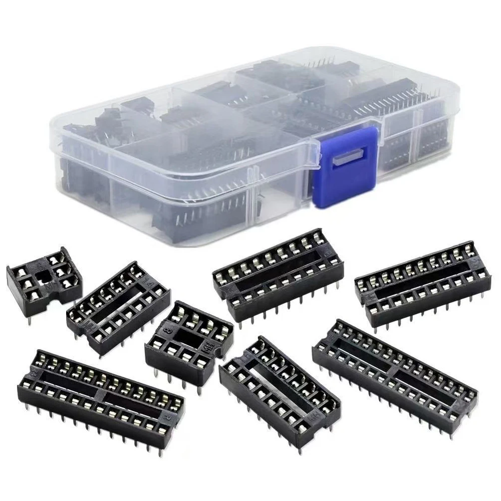 

66PCS/Box DIP IC Sockets Adaptor Solder Type Socket Kit 6DIP 8DIP 14DIP 16DIP 18DIP 20DIP 24DIP 28DIP Pitch 2.54mm IC Connector