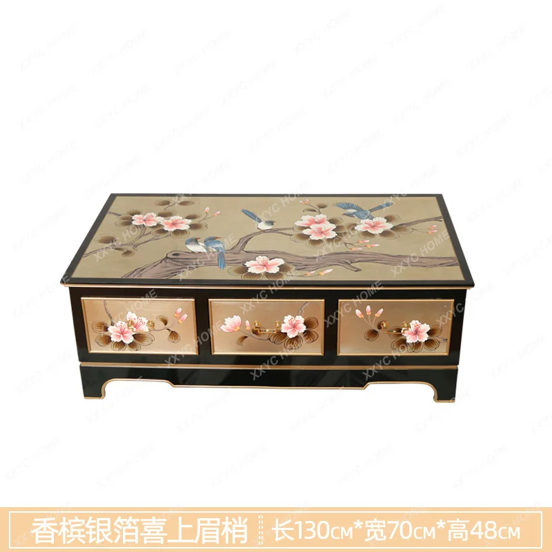 

QQNew Chinese new coffee table 130 small apartment living room solid wood creative storage