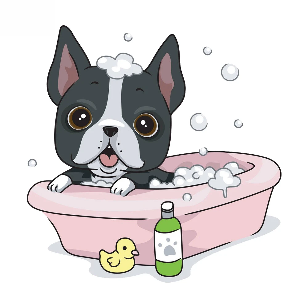 

Забавная мультяшная виниловая наклейка Bath Dog, мотоциклетные декоративные аксессуары, автомобильные наклейки 16,9 см * 16,7 см