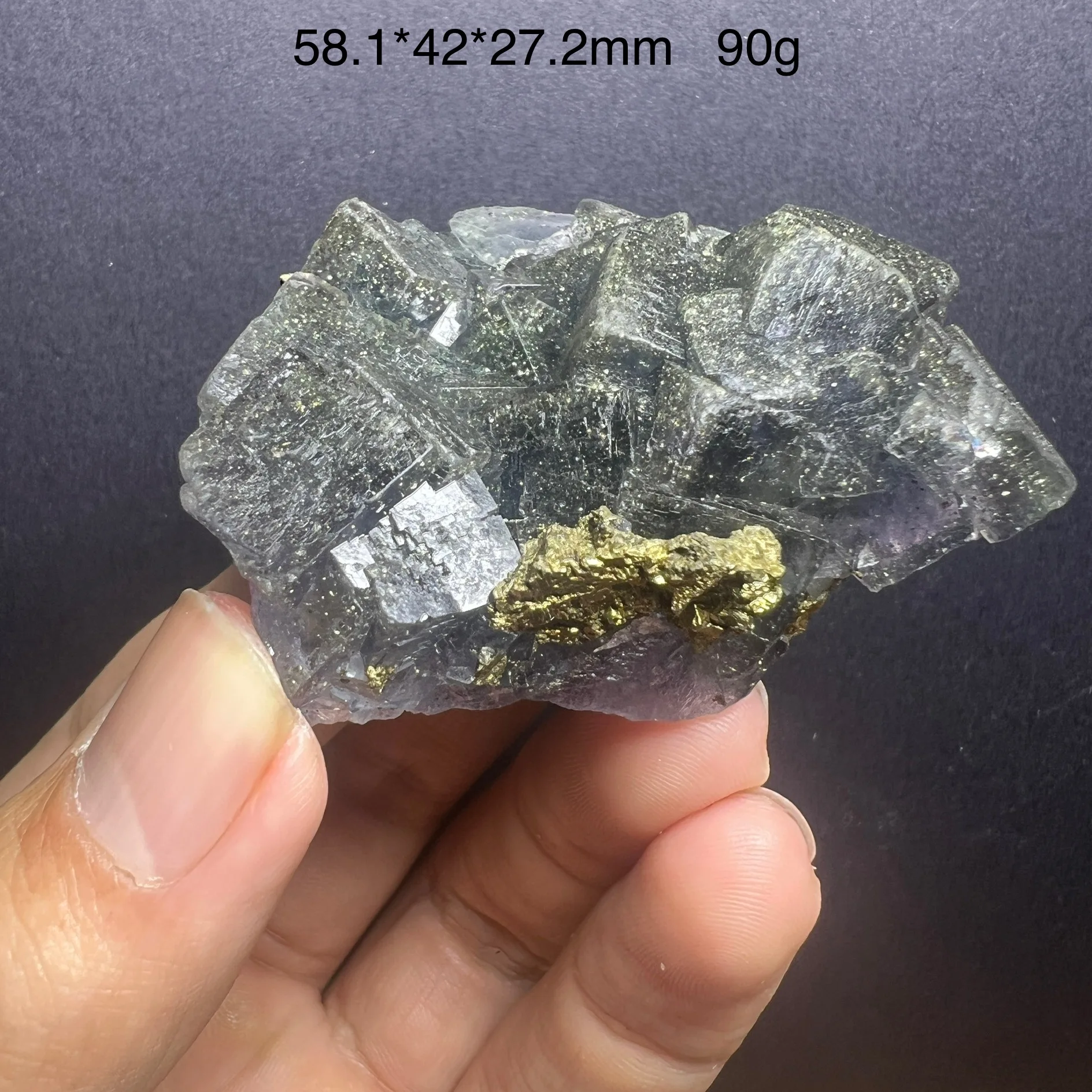

Natural mineral fluorite and pyrite coexisting raw stone collection stone ornaments geological science popularization