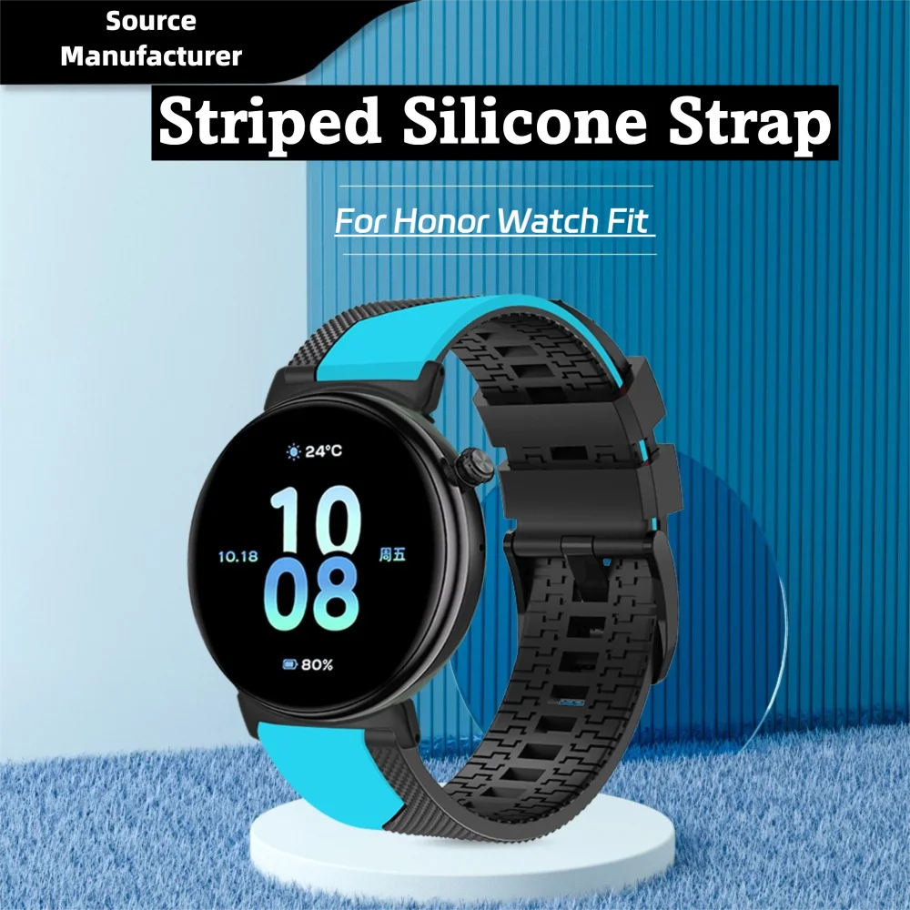 

Waterproof Silicone Strap For Honor Watch Fit Stripe & Diagonal Stripe Quick Release Adjustable Sport Band Men Women Bracelet