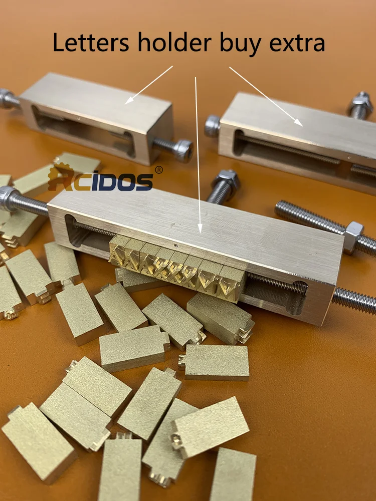 RCIDOS 15mm ottone incisione CNC lamina timbratura lettere, 307 pz/set, fit movego timbro macchina, prezzo solo per lettere, scatola acquista extra