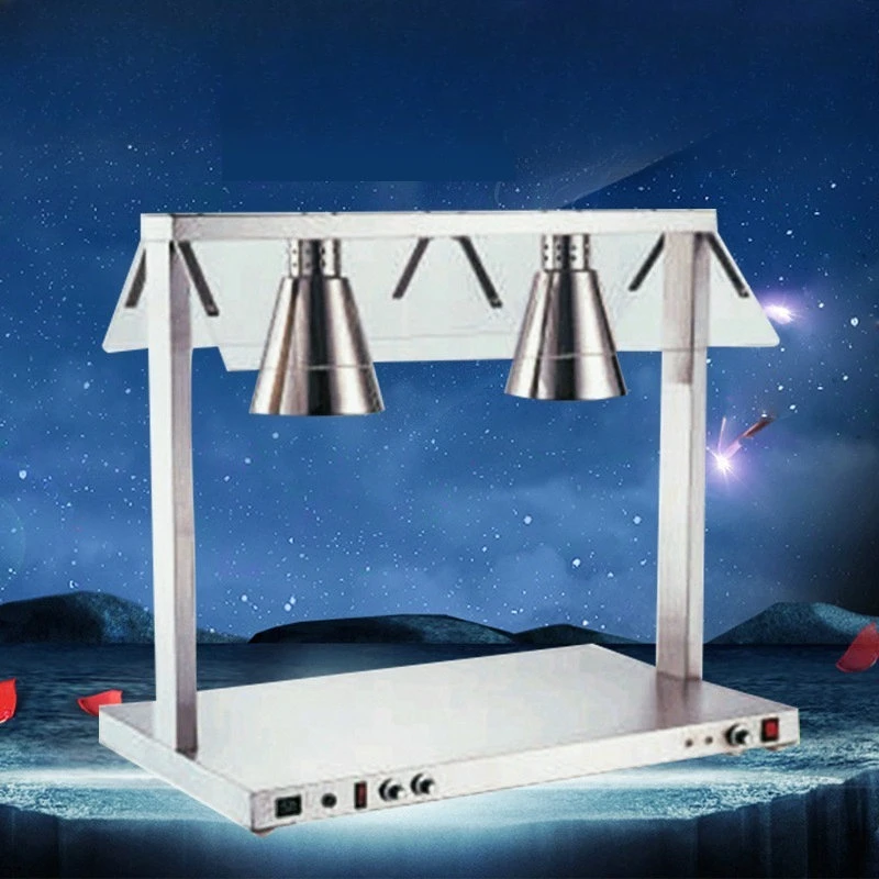 Infrared stainless steel double-headed food insulation lamp, heated barbecue buffet insulation display lamp