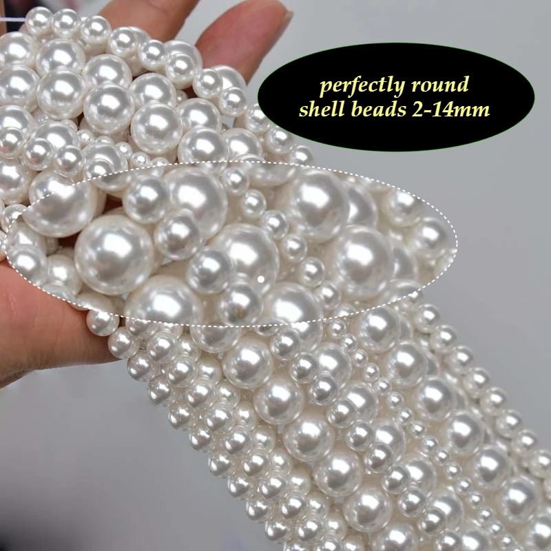 Großhandel Muschelperlen Nanyang Muschelperlen Weiße Perlen für Schmuckherstellung DIY Halskette Armband Ketten Ohrringe Zubehör – Detail 1