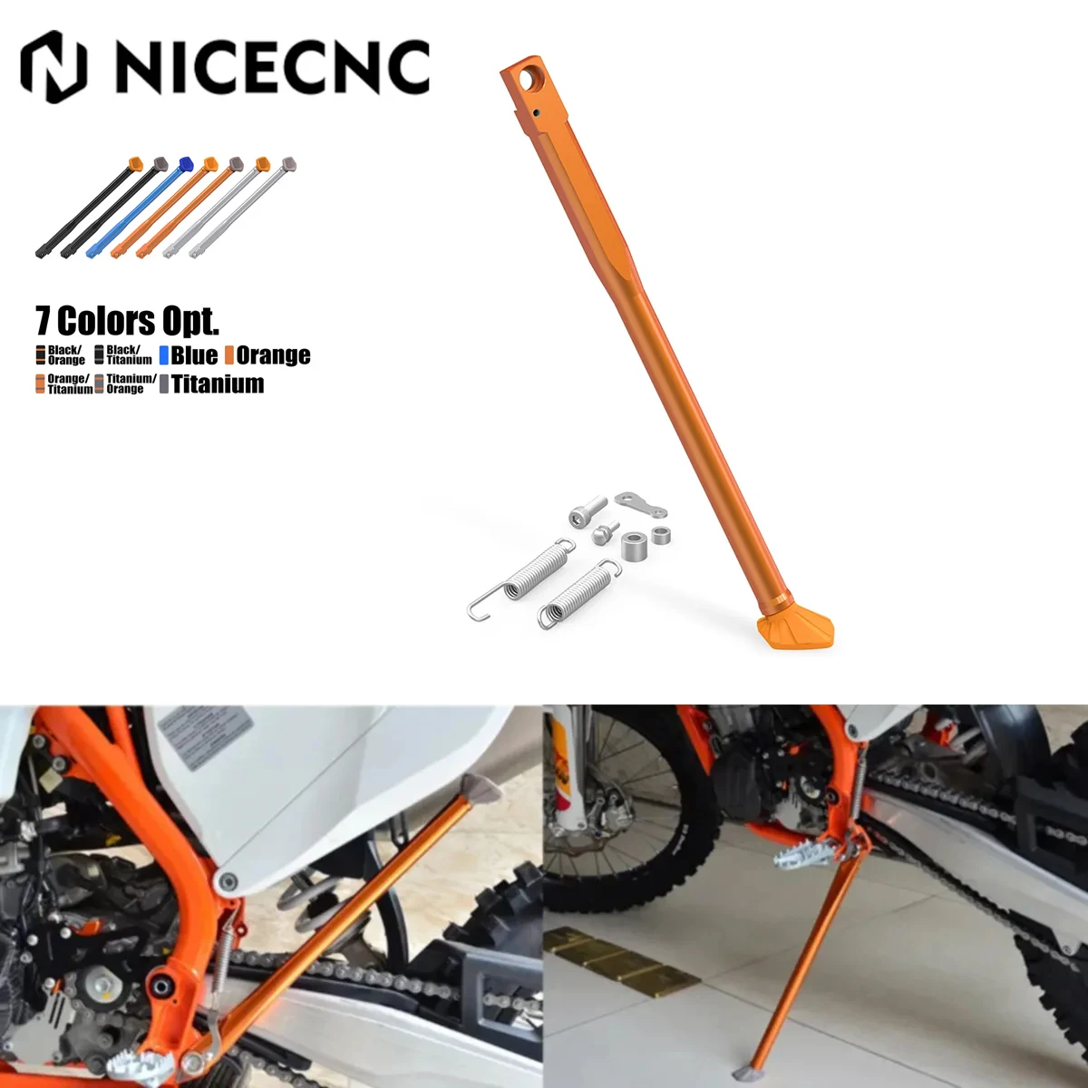 NICECNC For 1998-2007 KTM EXC 300 EXC 150 EXC 525 450 400 300 250 200 150 125 Motorcycle Side Stand Kickstand Spring Bolt Kit