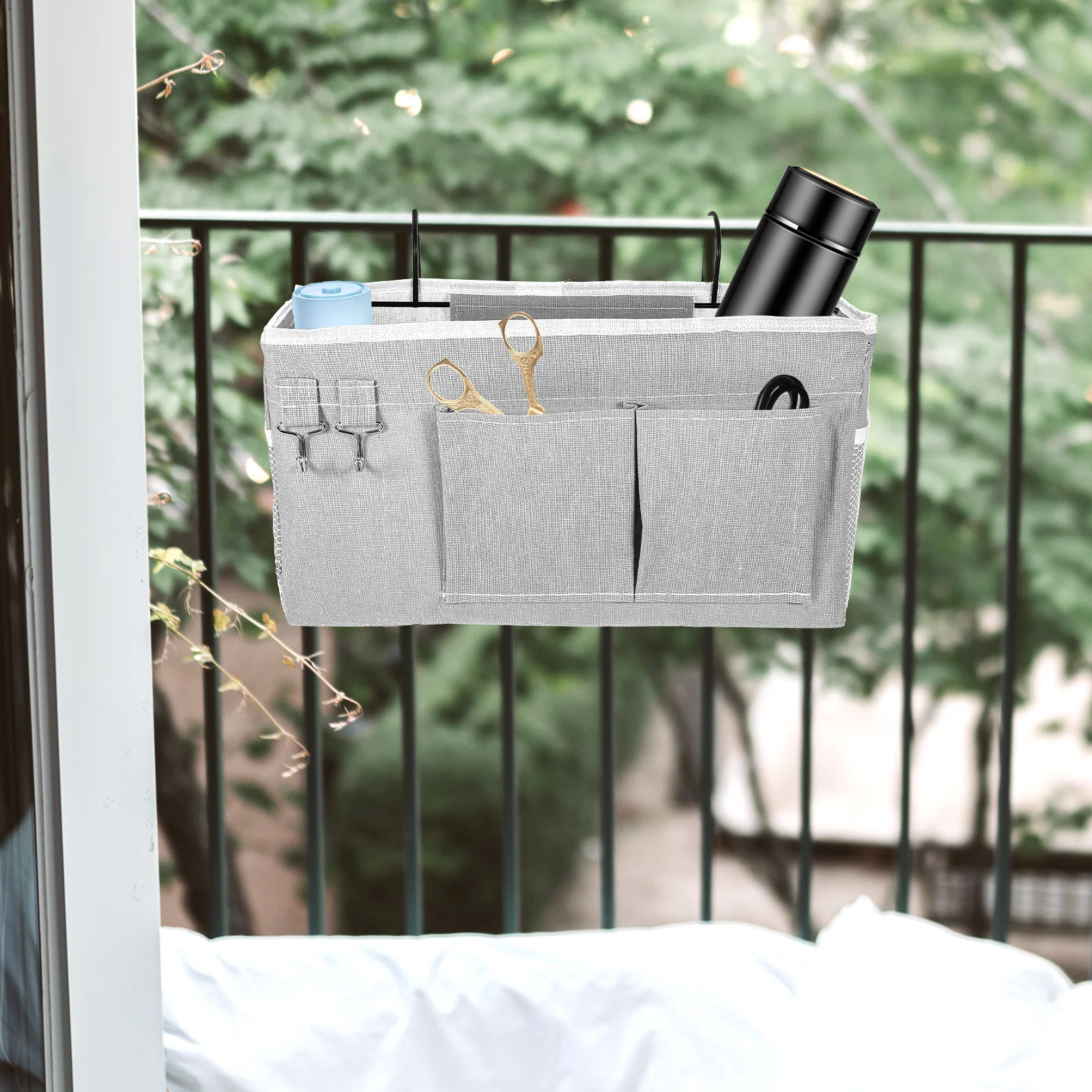 

Bedside Storage Bag Large Grey Fabric Bunk Bed Dormitory Supplies Cloth Wear Resistant Storage Stationery Books Snacks