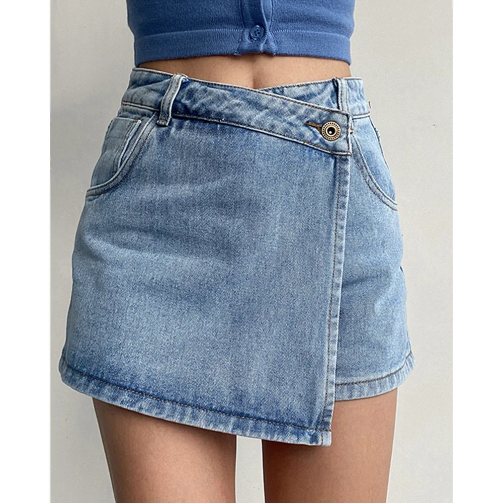 Womens Denim High-Waisted A-Line Skort‌  2025 Summer Anti-Wardrobe Malfunction Short Skirt with Sexy Casual Design