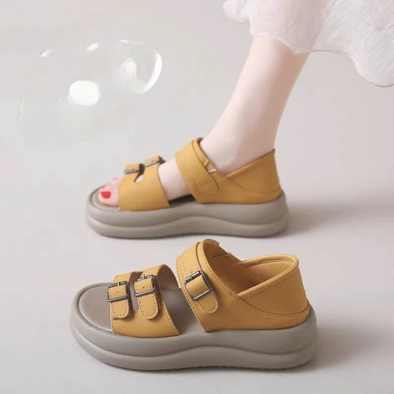 

Genuine Leather Sandals Women's Summer 2026 New Versatile Magic Tape Two-Way Wear Thick Bottom Casual Beach Shoes Outdoor