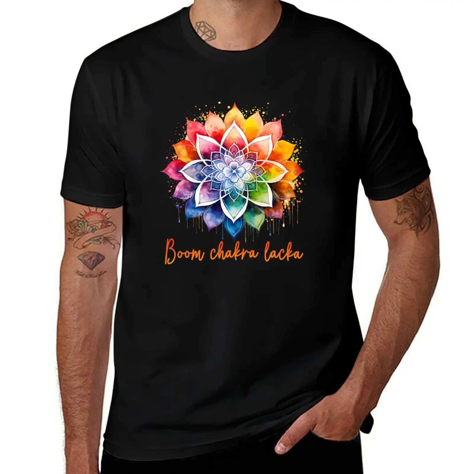 Boom Chakra Lacka Rainbow Zen Mandala Design T-Shirt quick-drying vintage anime shirt men t shirts high quality