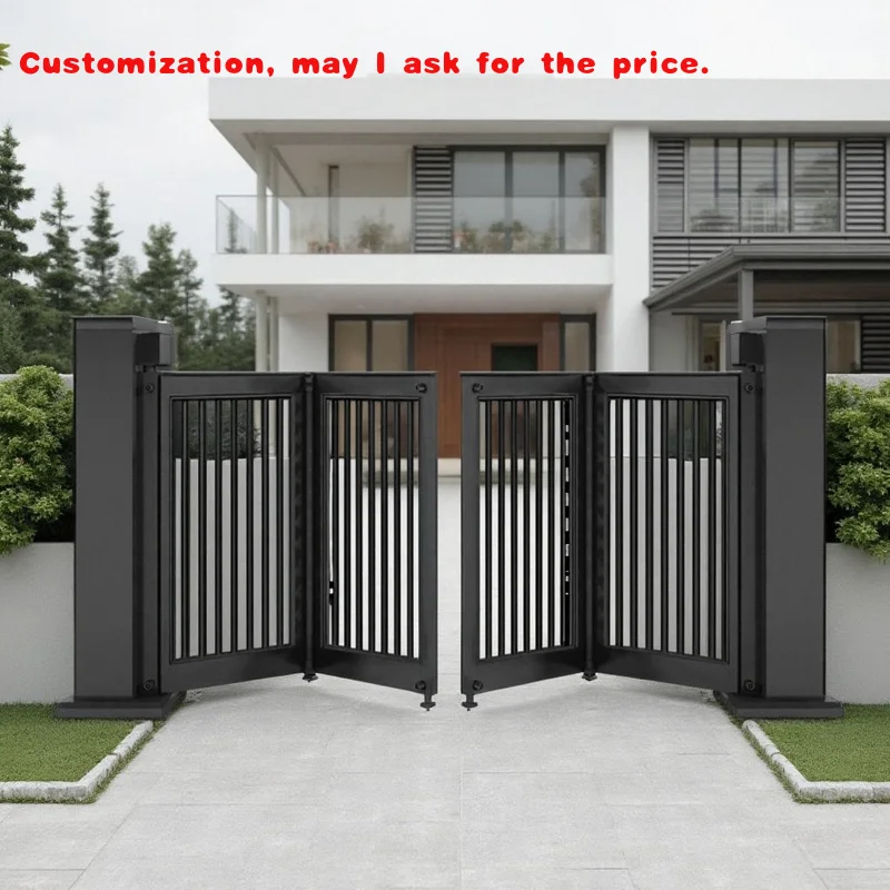 

custom.Modern Automatic Gate Courtyard Outdoor Gate Driveway Sliding Entrance Aluminum Gate