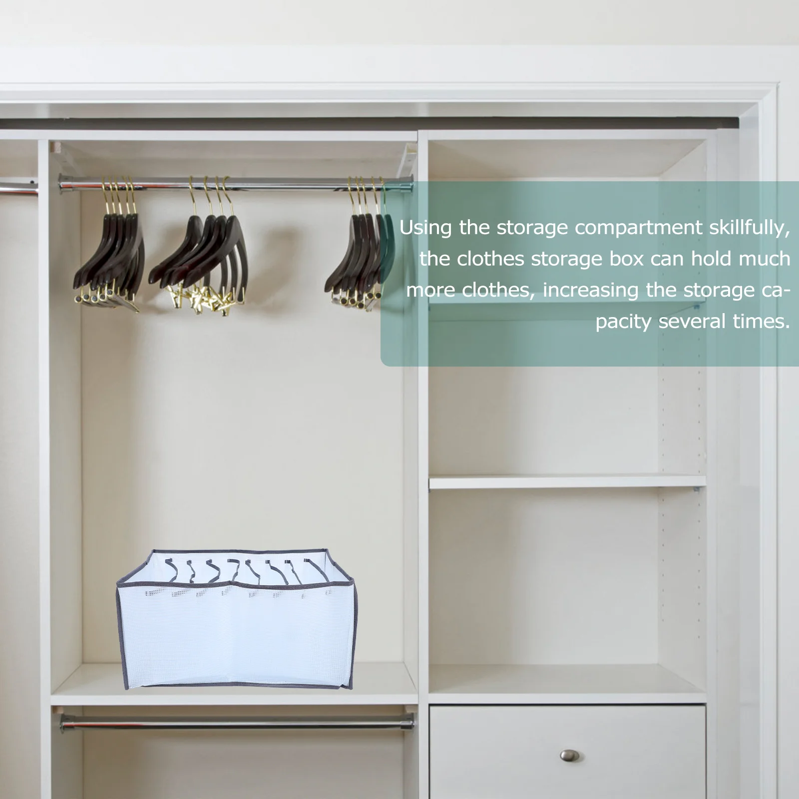 

Wardrobe Clothes Storage Box Multi-Grids Divider Washable Foldable Organizer Drawer Clothes Container Household Storage