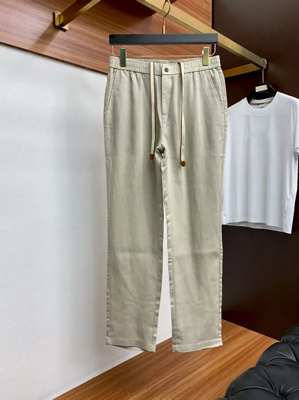 

LP Italian 25ss elastic waist drawstring straight linen casual pants