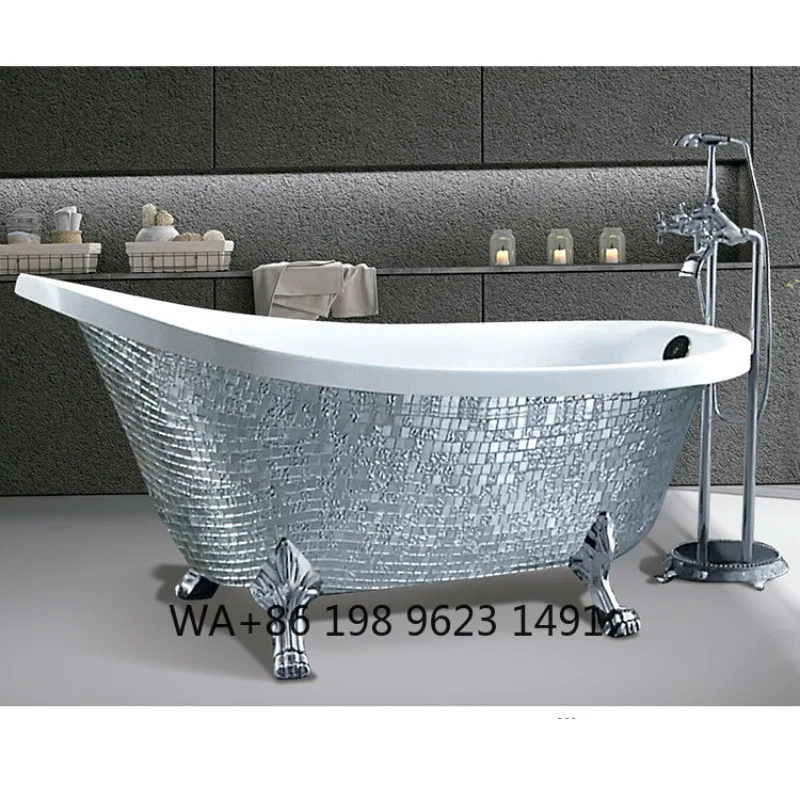 

Classic Retro Clawfoot Freestanding Bathtub High Strength Acrylic Luxury Vintage Style Soaking Tub Hotel Residential Bathroom