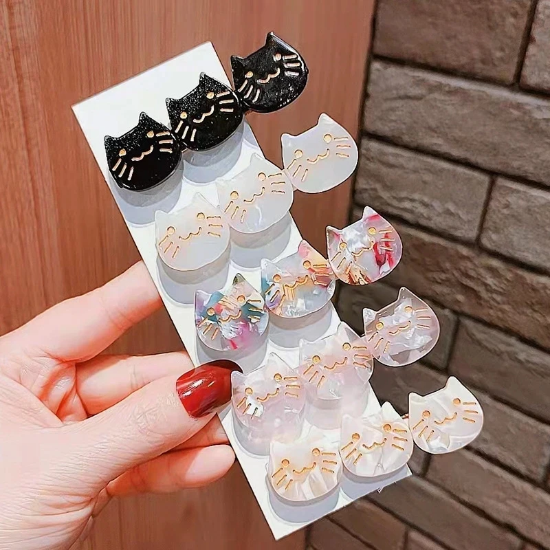 Cat Smile Face hairbin Kawaii Claw Bang Sides Duckbill For Girl Cartoon Hair Clips Acetic Acid Cute Animal Headwear Girl Styling