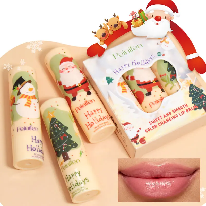 Batom que muda de três cores, hidratante e calmante, muda de cor com temperatura, conjunto de batom refrescante e não gorduroso