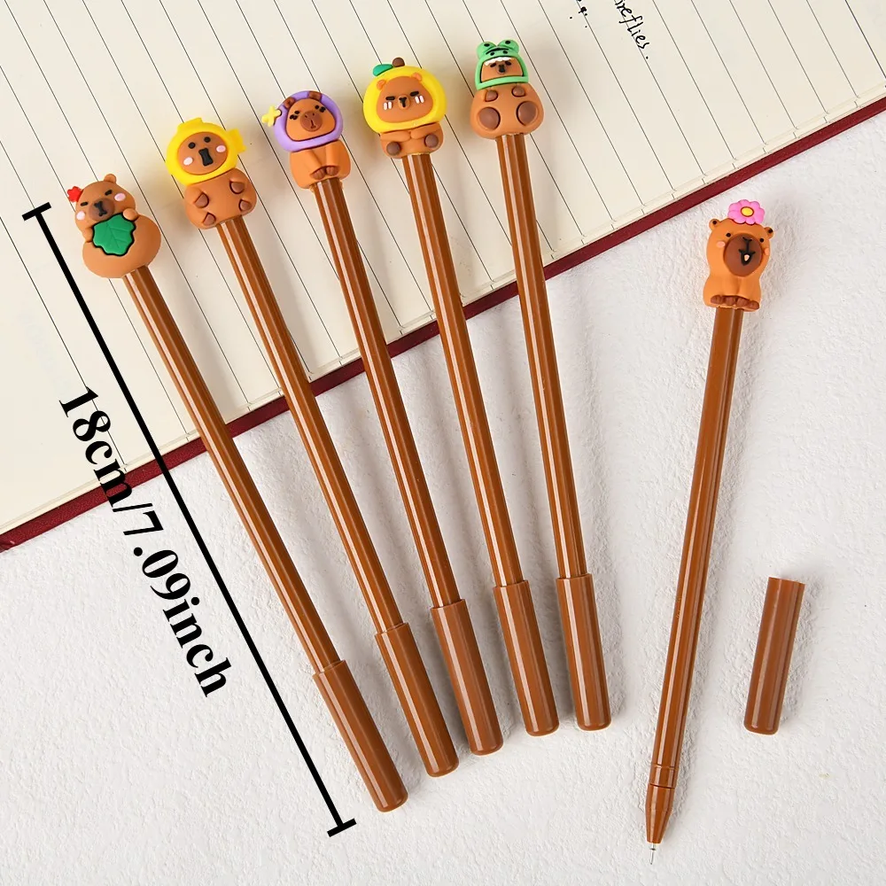 5-25Pcs Cartoon Capybara Gel Pen,Kawaii Shape Design,Black Ink,Durable Writing Tool,School Office Stationery,Birthday Gift Prize image 4