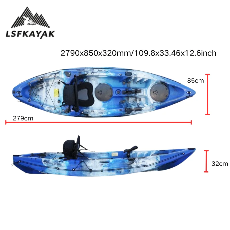 LSF Kayak Classic 2.8m 9ft Single Person Light Weight Eco-Friendly UV Resistant Stable Durable Fishing Surfing Drifting Cruising