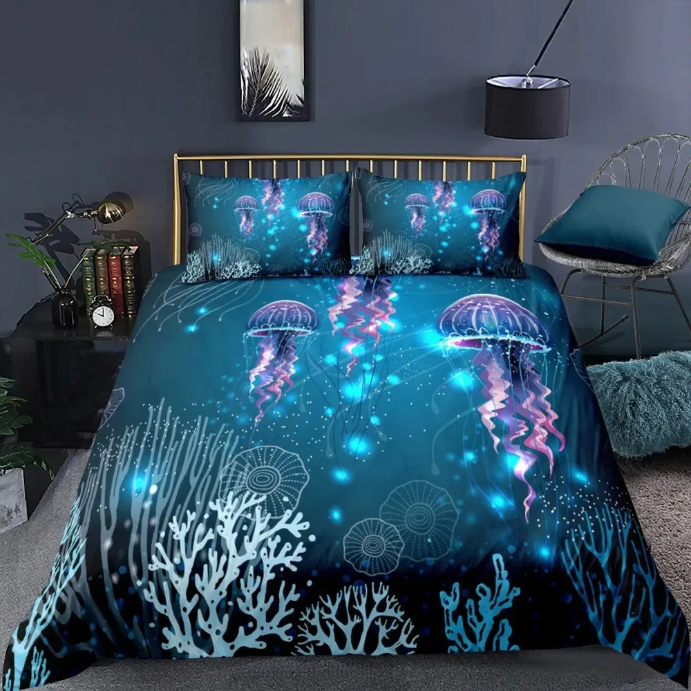 

Fantasy Jellyfish Bedding Set 23 Pieces Marine Underwater Sea Animal Pillowcases 3D Duvet Covers Kids Adult Gift