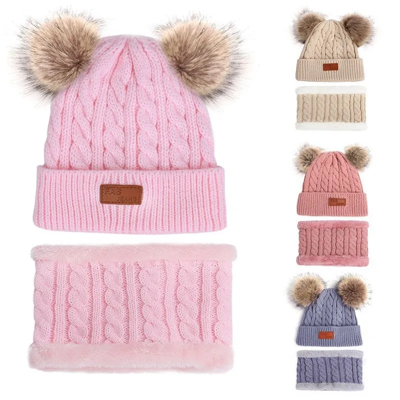 Children's Suit New Children's Hat, Scarf and Gloves Three-piece Autumn and Winter Warm and Thick