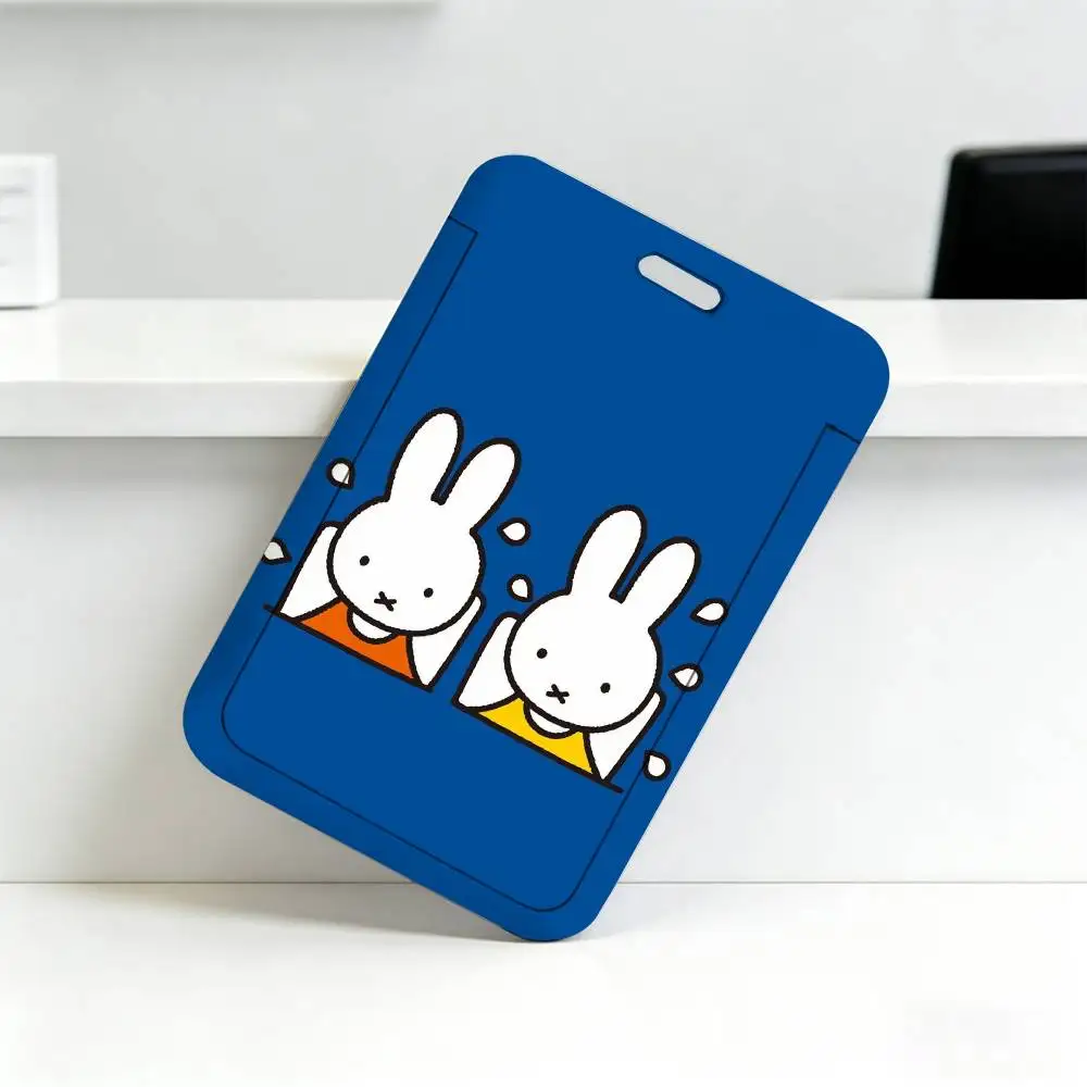 Cartoon M-Miffy Niedliches Schlüsselband mit Rückziehclip und Kartenhalter, Drehbarer Ausweishalter, Familiengeschenk – Detail 6