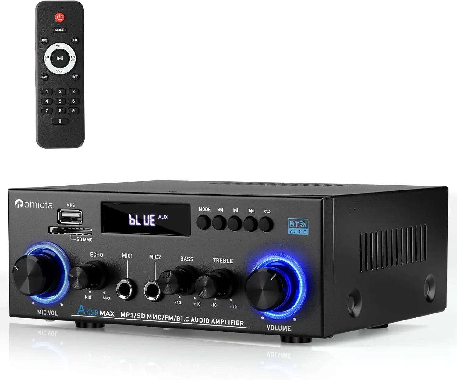 

Стереофонический аудиоусилитель 400 Вт, домашняя аудиосистема с Bluetooth 5.0, FM-радио, USB, SD-картой, AUX и пультом дистанционного управления