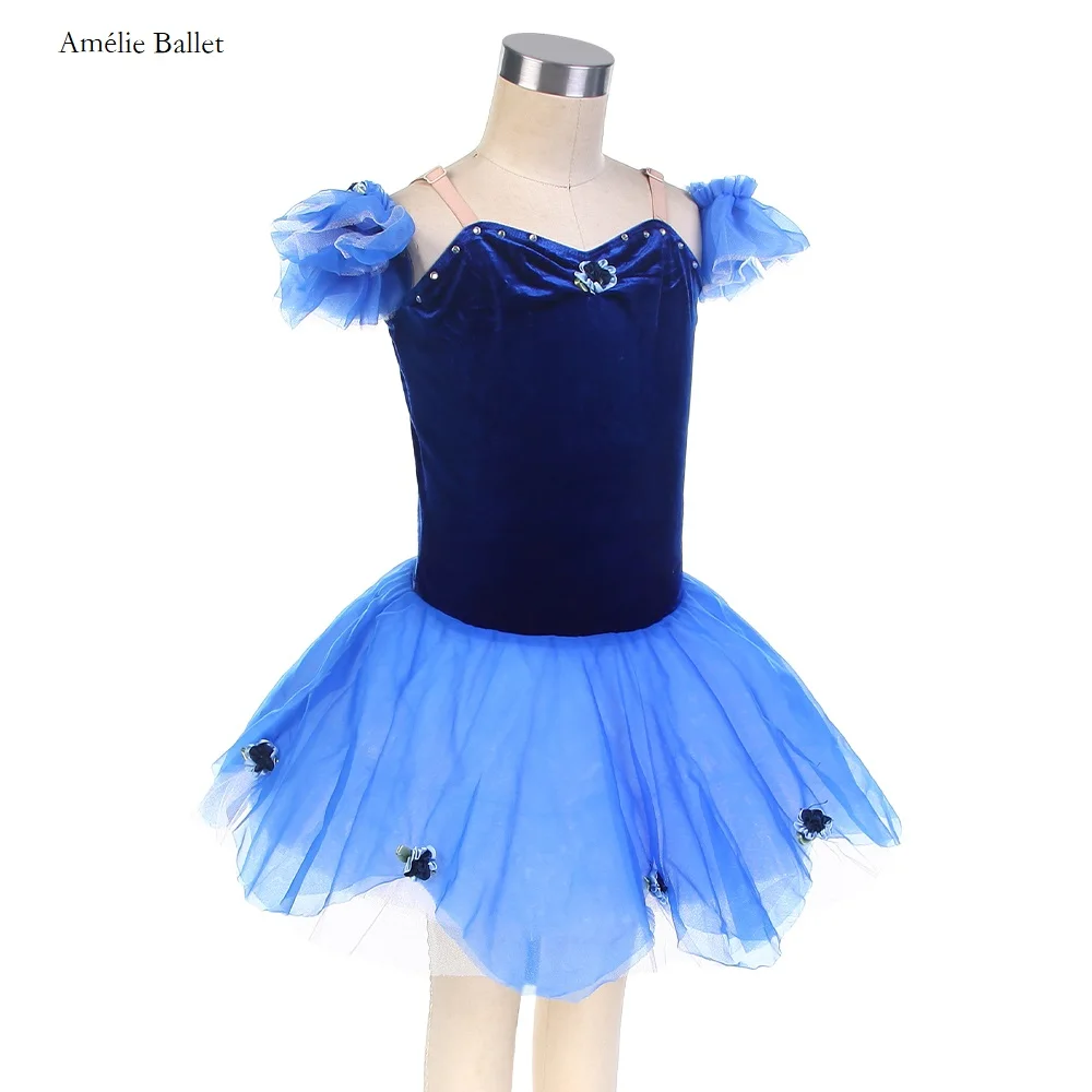 15306 Królewski Niebieski Aksamitny Baletowy Tutu dla Dziewczynek Baleriny Kostiumy do Tańca Sceniczne Baletowe Tutu Kostiumy dla Dzieci