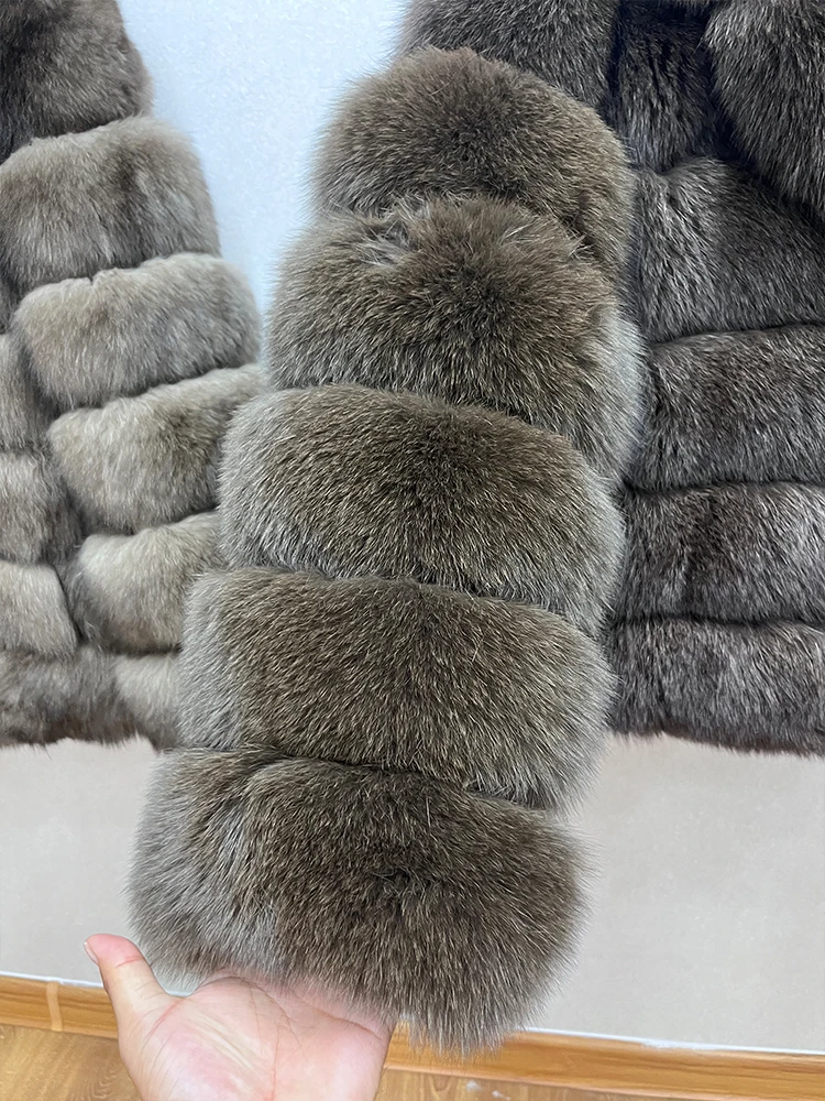 2025 Fashion Furry Real Fox Fur Coat Winter Women'S New Leather And Skin Natural Whole Skin Fox Fur  Long Sleeve Short Coat