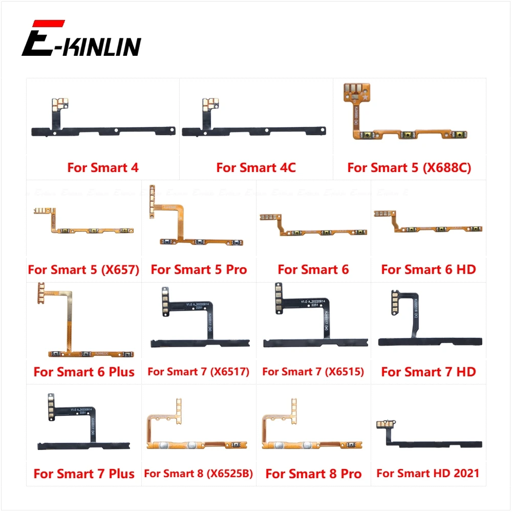 Switch Power ON OFF Key Mute Silent Volume Button Ribbon Flex Cable For infinix Smart 4 4C 5 Pro 6 HD Plus 7 8 9 2021 Parts