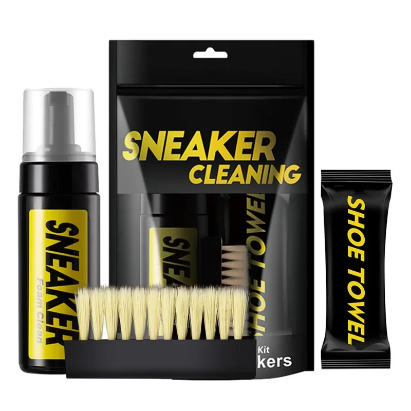 Water-Free Foam Sneakers Cleaner 150ML Shoes Cleaner foam dry cleaning suit Shoe Brush Shoe Cloth Work on White Shoe,Suede,Boot