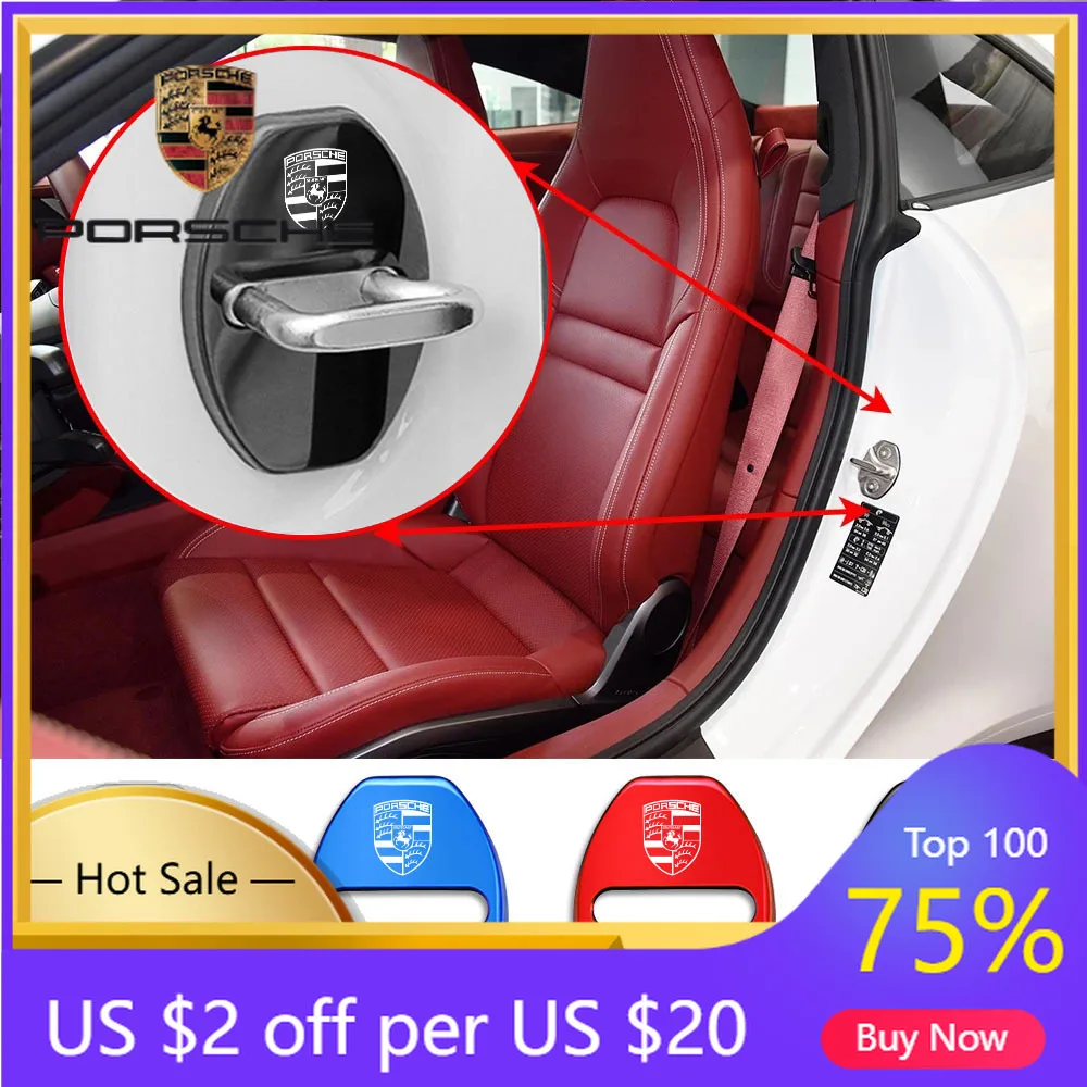 

Car Sticker For Porsche Cayenne Panamera Macan 911 4Pcs 3D Car Door Lock Cover Accessories For Porsche Panamera Taycan 911 718 M