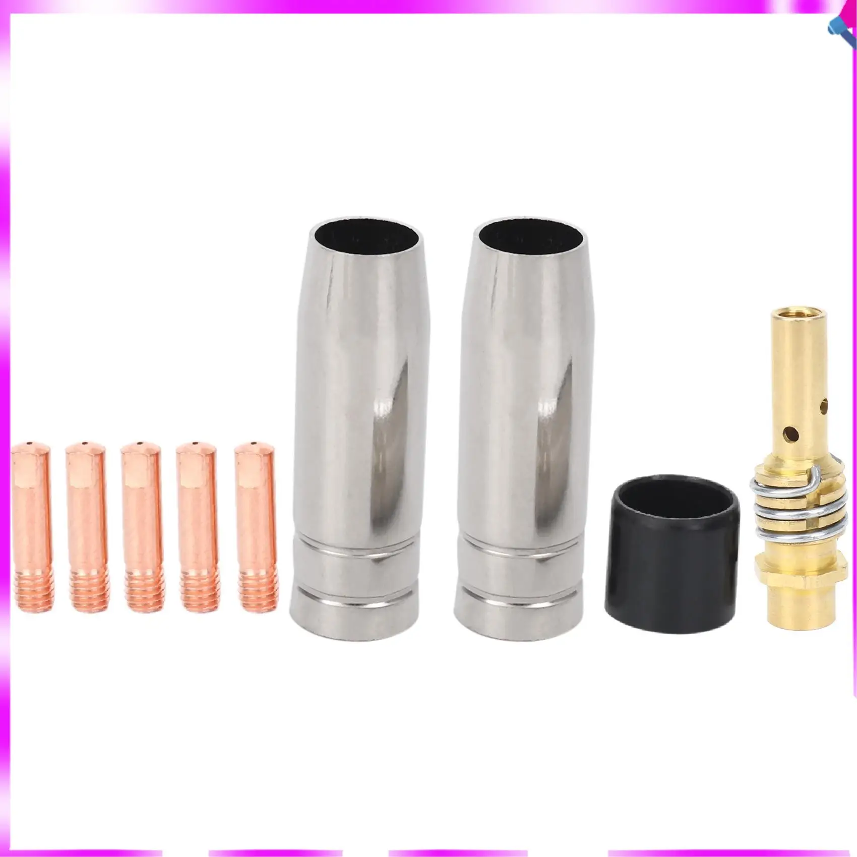 N96R 9Pcs/Set 15Ak Mig/ Welding Nozzle Contact Tips 0.8X25mm M6 Gas Connector Holder Set Ad068+