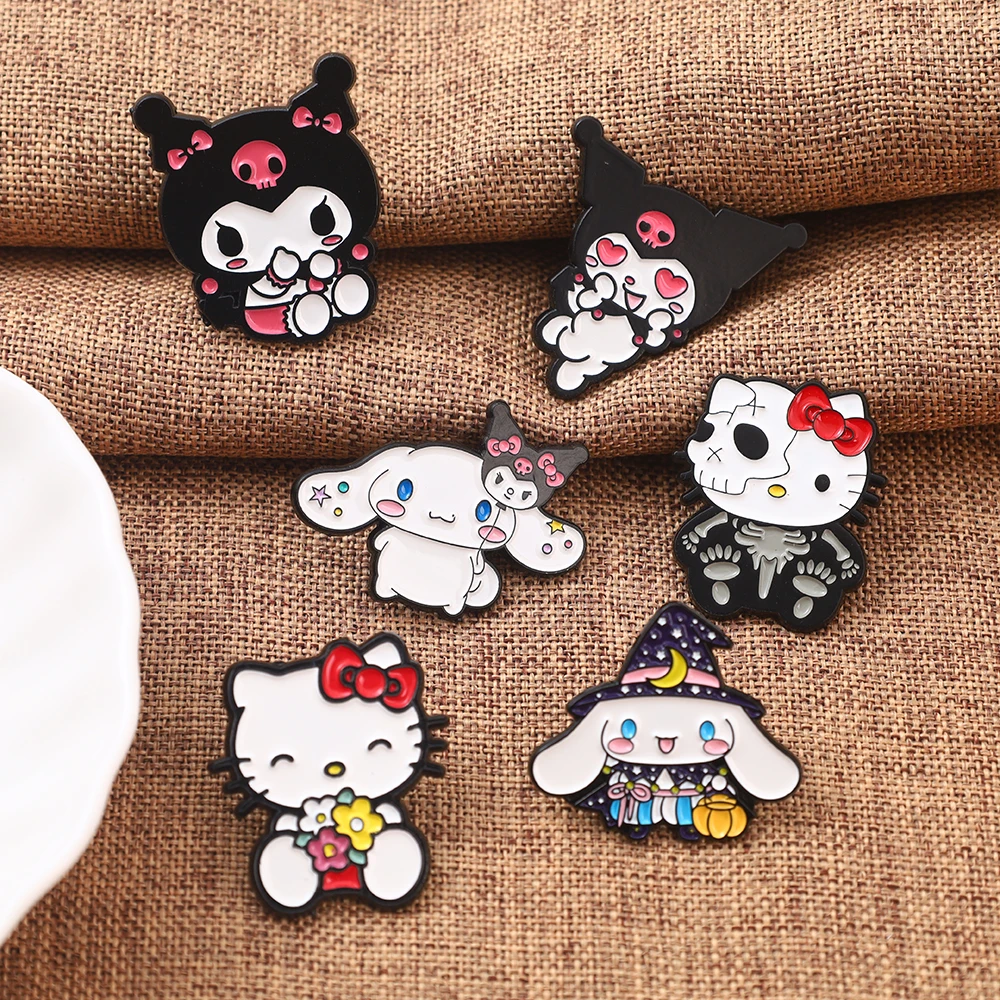 6pcs Cartoon Anime Cat Dog Enamel Pin Brooch Pin Lapel Pins Badge Backpack Clothing Accessories Anime Jewelry Gifts for Friends