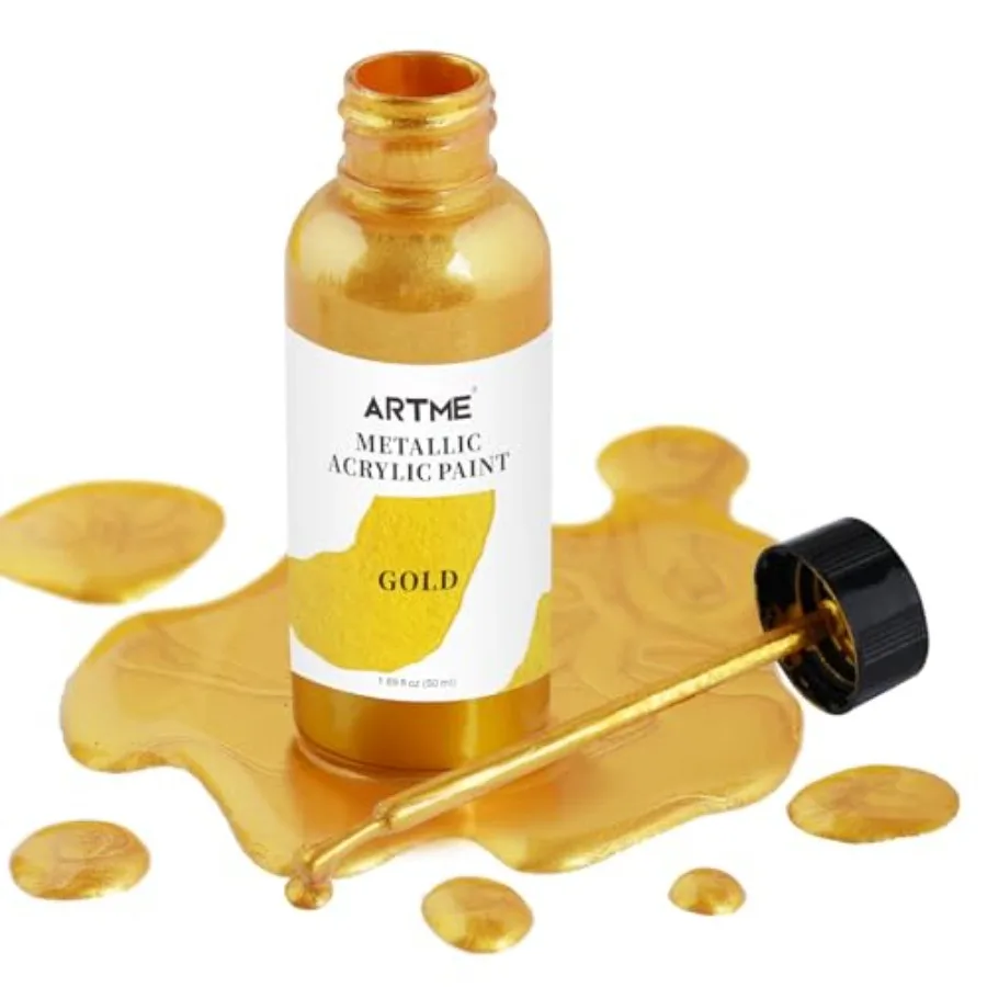 

Liquid Gold Leaf Paint, 1.69 oz/50 ml Acrylic Metallic Gold Paint for Art Painting, Handcrafts, Non-Toxic, Non-Fading Touch Up