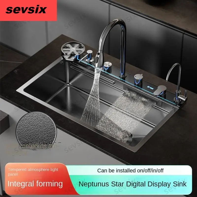 

Neptunus Star Black Modern Smart Sink - Multi-Functional Digital Sink to Elevate Your Kitchen Experience