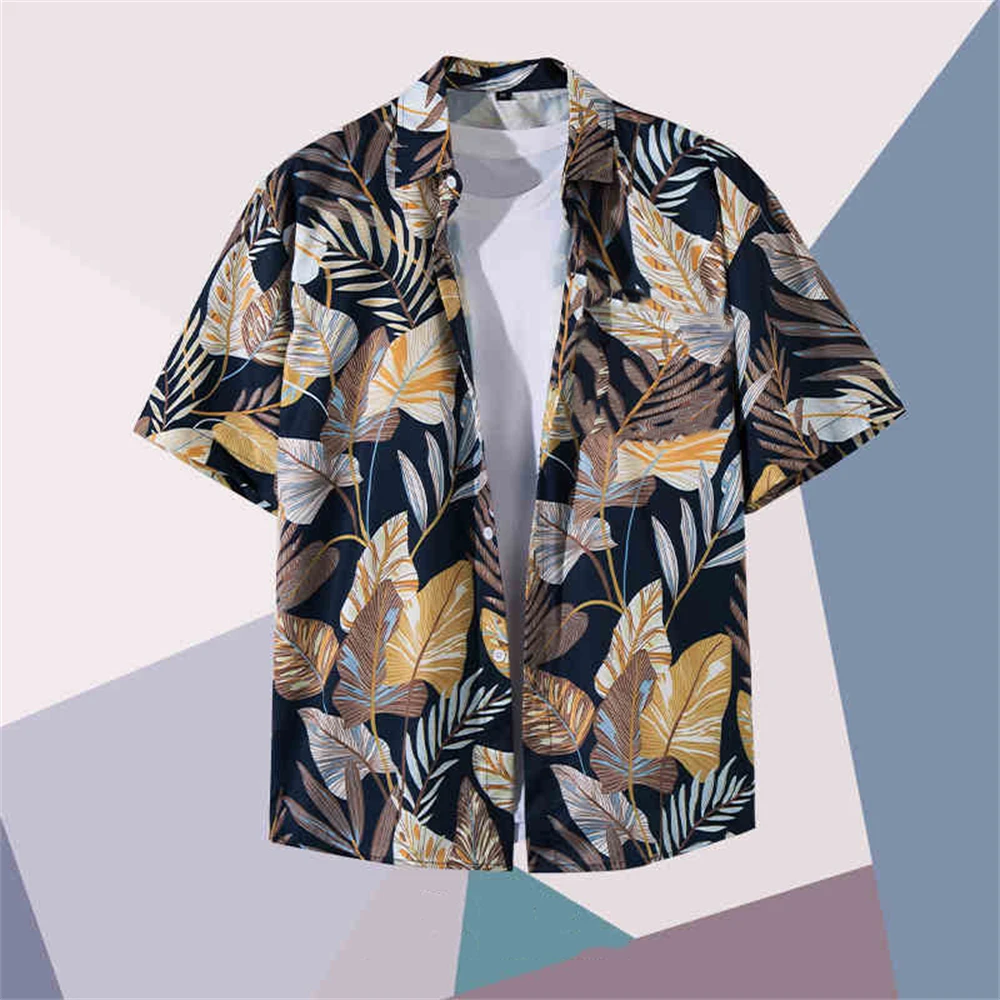 2025 Coconut Tree Simple Graphic Shirt Men 3D Print Hawaiian Shirts Tops Hawaiian Beach Short Sleeve Casual Button Lapel Blouse