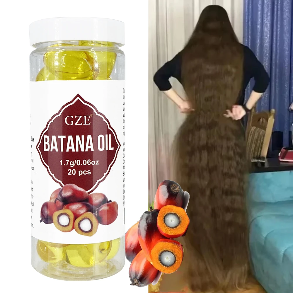 GZE Hair Batana Oil Capsule - Cold Pressed & Unrefined Oil for Hair, Strengthens Hair, Dry Damaged & Thin Hair - 20 Capsules