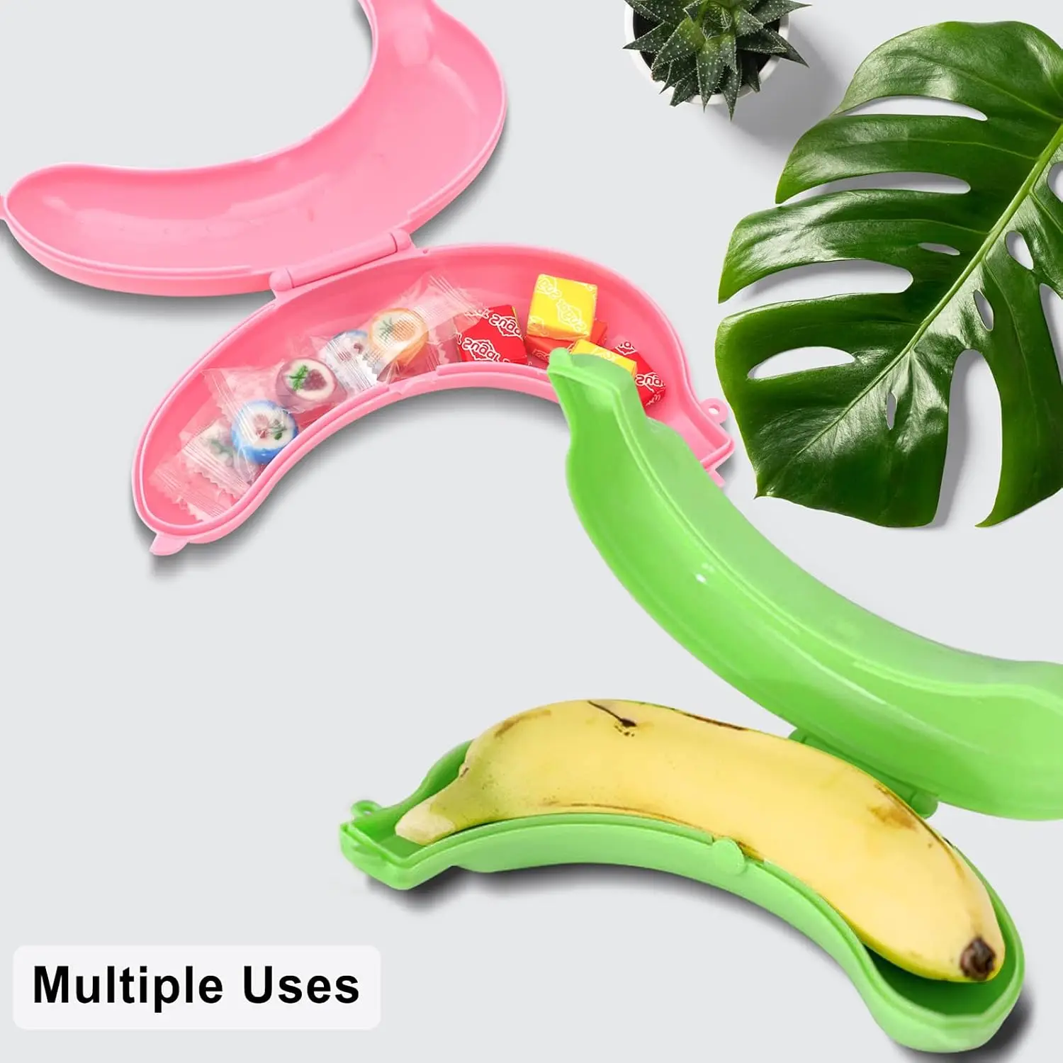 Banana Storage Case, Cute Portable Protector Holder for Outdoor Travel Picnic Camping (Yellow/Pink/Green)