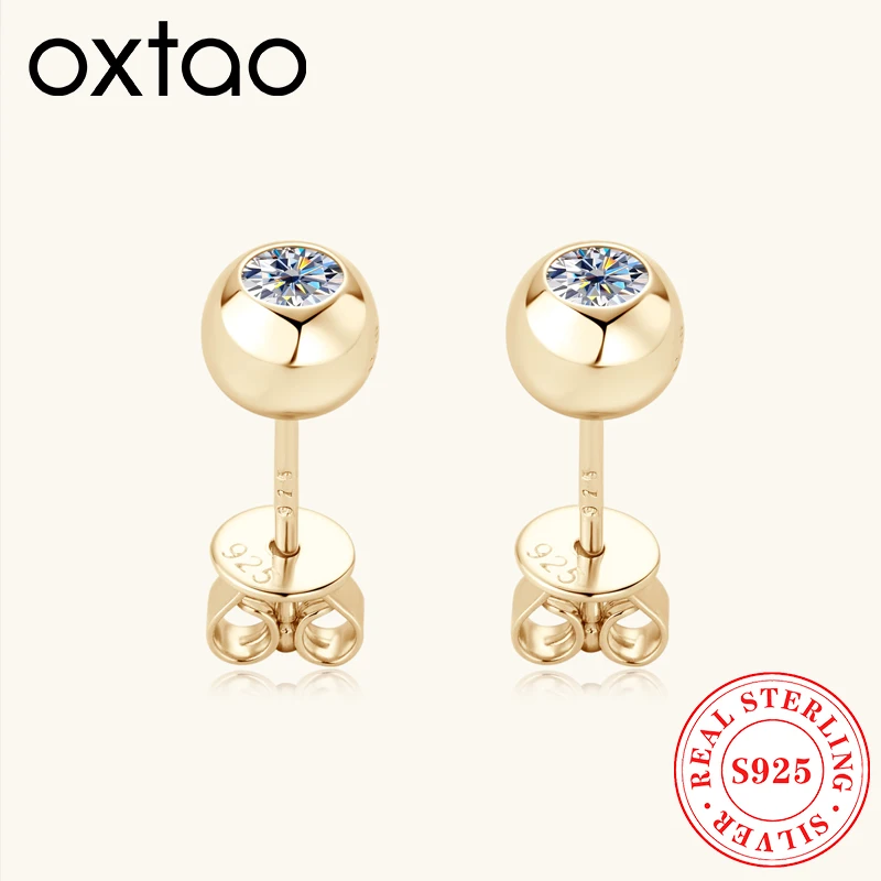 

OXTAO 925 Sterling Silver Moissanite Stud Earrings Female Jewelry Sparkling Lab Diamond Piercing Earring Gift GRA Certified