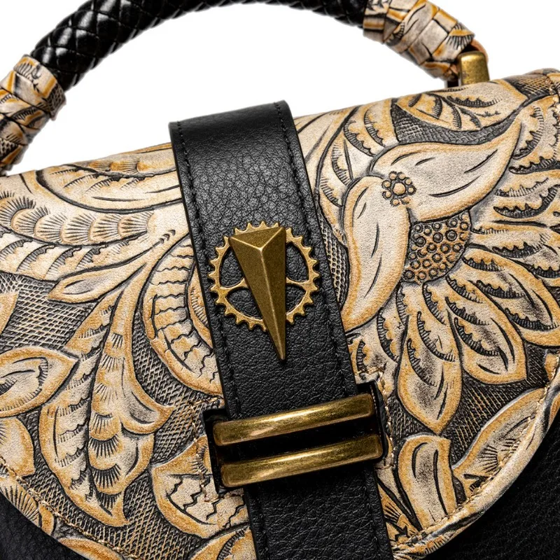 Vintage Handbag Euro-America Style Phone Pouch Coin Purses Card Key Bag Trendy Black Embossing Shoulder Bag Hottie Personality