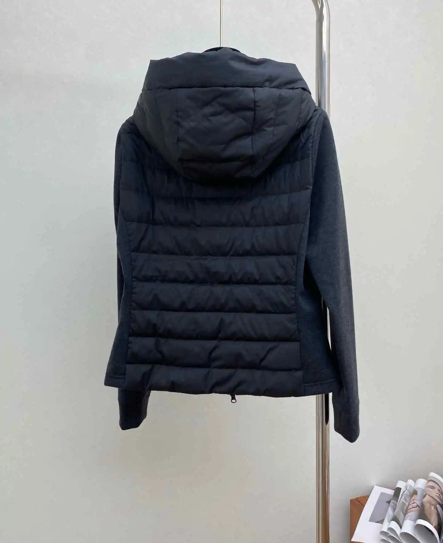 سترة شتوية نسائية بغطاء للرأس وأكمام مقسمة، ريش أوزة أبيض مضاد للتسرب 250T، معطف سترة دافئ #4