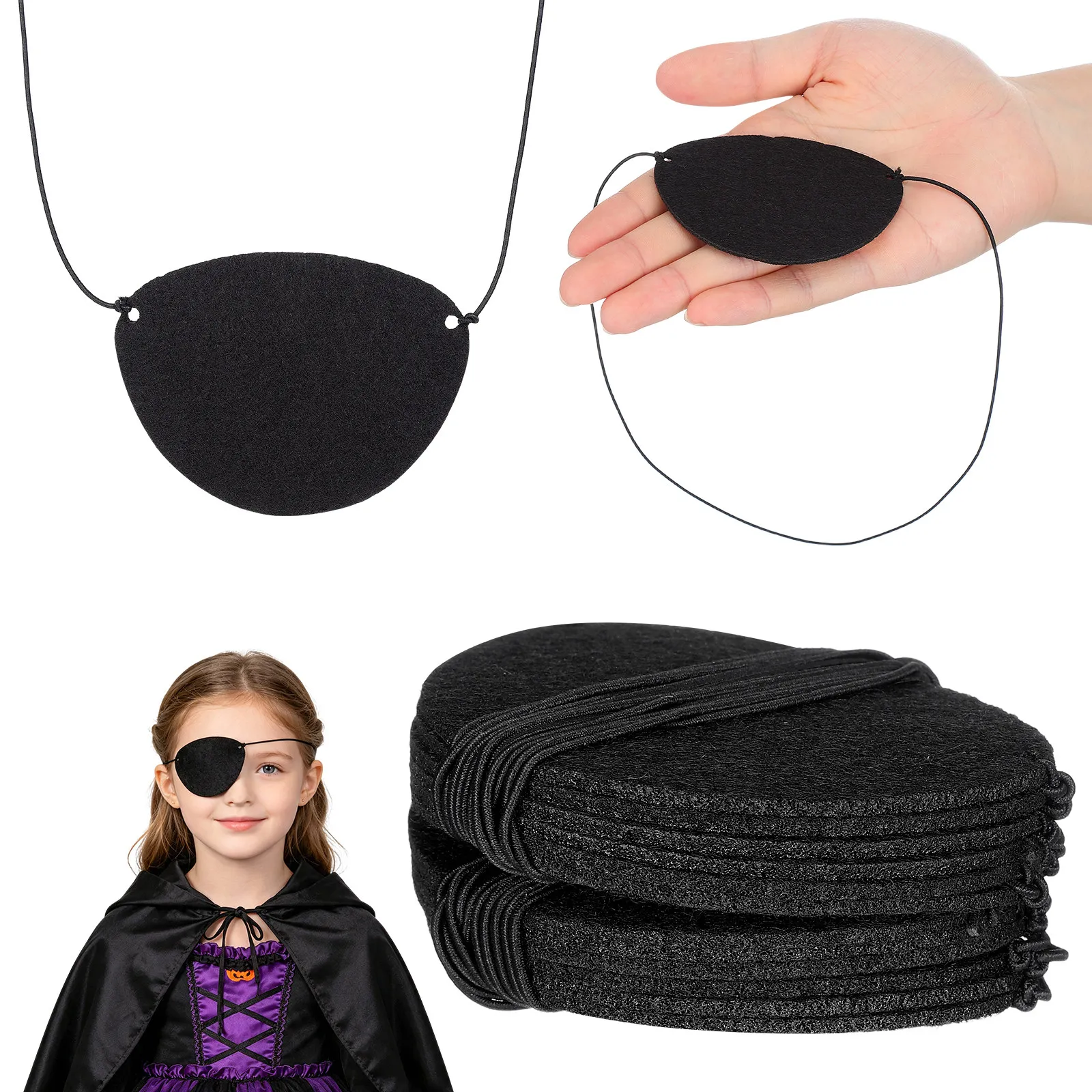 14Pcs Fabric Eye Patch Pirate Eye Patch with Adjustable Strap for Halloween Festival Party Cosplay Costume