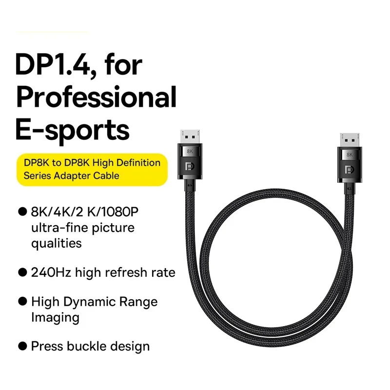 Baseus 8K Displayport Cable DP1.4 4K@240Hz 2K@240Hz/165Hz Video Audio Cable for PS5 PS4 Xbox Series X TV Box Projectors Mi Box