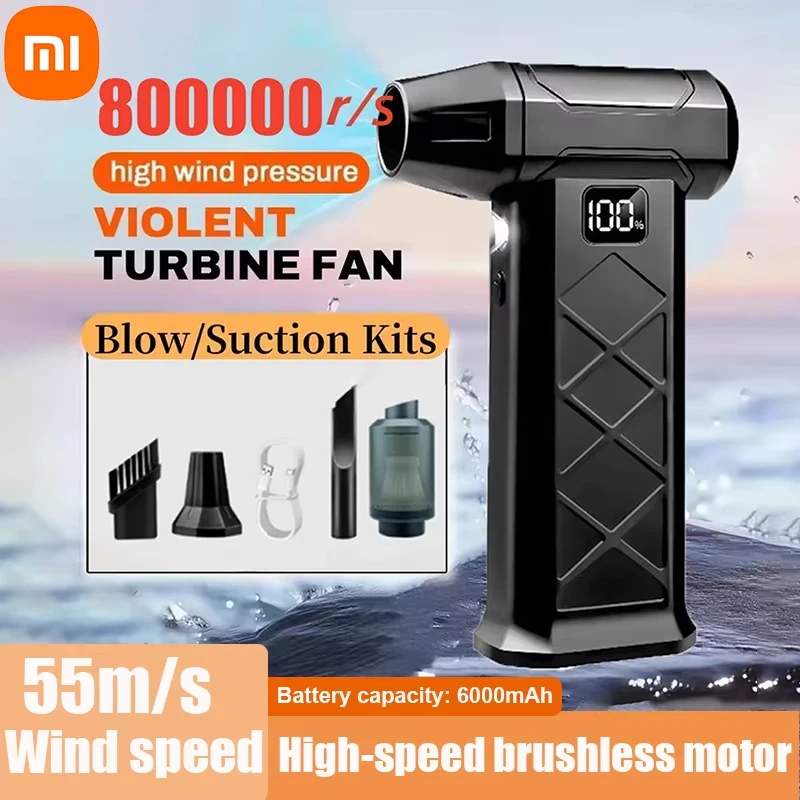 Xiaomi Leistungsstarkes Staubgebläse, 800.000 U/min, bürstenloser Motor, Außenluft-Staubwedel-Gebläse, Typ C, wiederaufladbares Gebläse, Reinigungs-Turbo-Lüfter